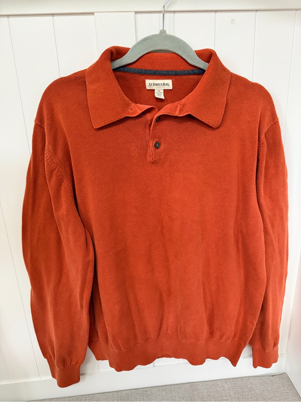 St. John's Bay Men's Rust Orange V-Neck Polo Sweater